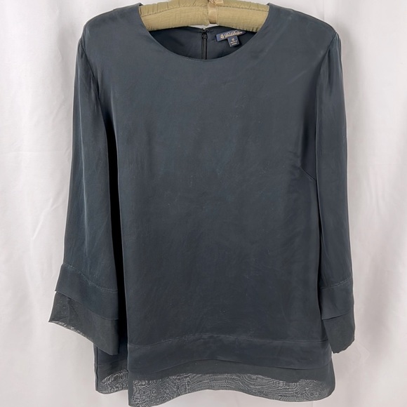 Brooks Brothers Tops - Brooks Brothers Charmeuse & Chiffon silk blouse 3/4 sleeves in Black size 12